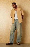 Pacsun Tan Bloom Oversized Camp Shirt