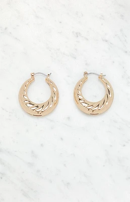 LA Hearts Large Ribbed Circle Hoop Earrings