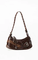 Pacsun Brown Faux Leather Cross Buckle Shoulder Bag