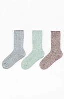 PacSun 3 Pack Grey Marled Crew Socks