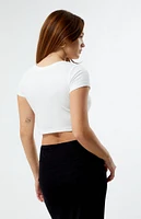 PS / LA Bow Ribbon Rhinestone Cropped T-Shirt