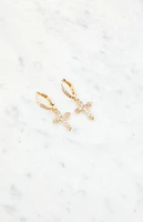 Gold Cross Hoop Earrings