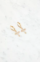 John Galt Gold Cross Hoop Earrings