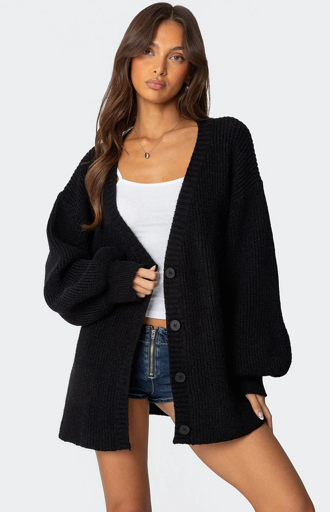 Edikted Mathilde Oversized V Neck Cardigan