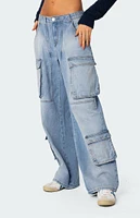 Tara Low Rise Denim Cargo Jeans