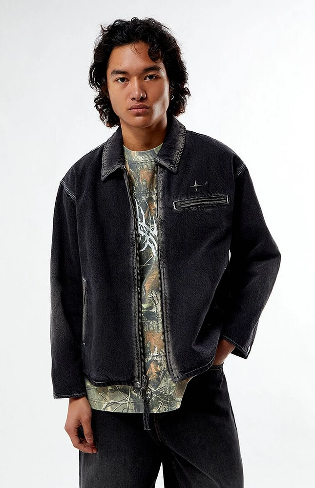 PacSun Black Washed Denim Gas Jacket