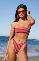 Pacsun Red Striped Emily Bandeau Bikini Top