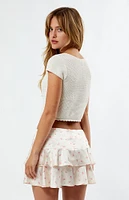 Glamorous Peach Pink Daisy Mini Skirt