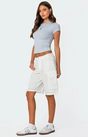 Edikted Eyelet Cargo Bermuda Shorts