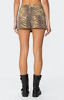 Edikted Tiger Printed Denim Mini Skort