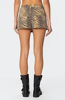 Edikted Tiger Printed Denim Mini Skort