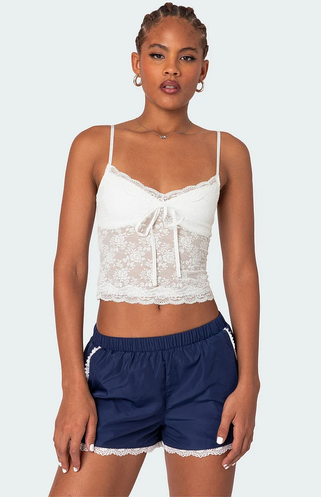 Edikted Cami Sheer Lace Tank Top