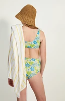 PacSun Kids Blue and Green Bikini Swimsuit Set