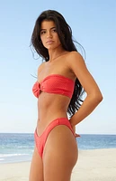 Salero Swim by Pacsun Red Textured High Cut Bikini Bottom