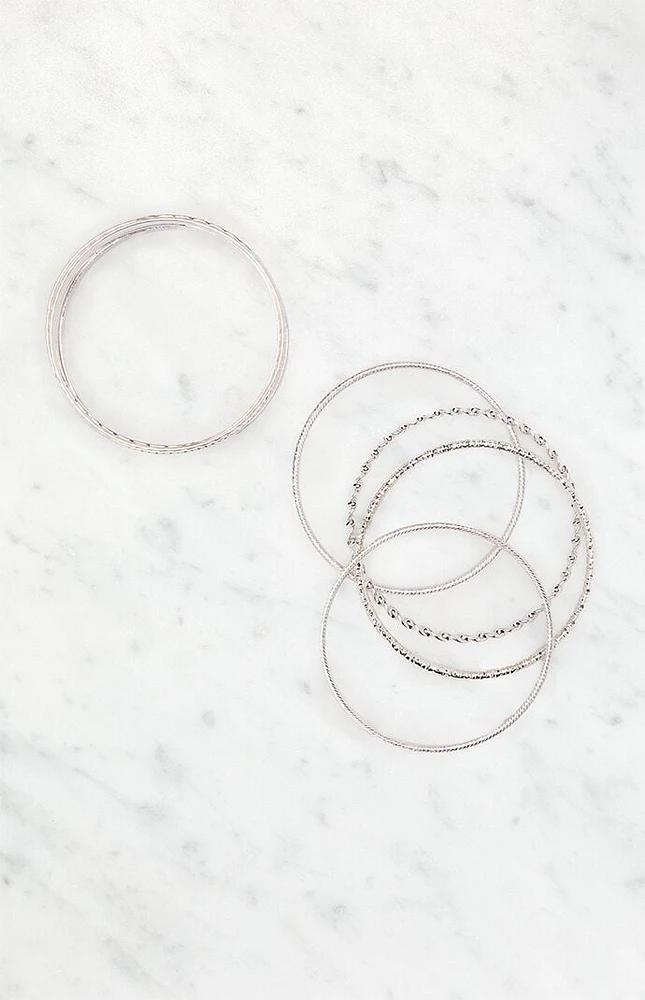 LA Hearts Textured Bangle Set