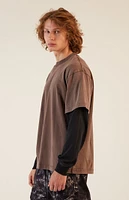 PacSun Brown Potassium Layered Long Sleeve T-Shirt