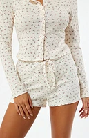 LA Hearts Floral Tie Front Knit Shorts