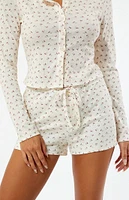 LA Hearts Floral Tie Front Knit Shorts