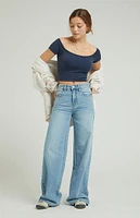 PacSun Jessie Medium Indigo High Waisted Baggy Jeans