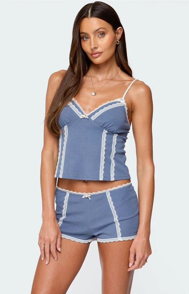 Edikted Eliane Contrast Lacey Tank Top