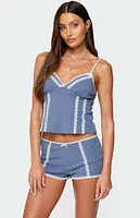Edikted Eliane Contrast Lacey Tank Top
