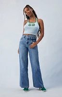 PacSun Eco Medium Indigo Asymmetrical Wide Leg Jeans