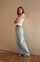 PacSun Eco Light Indigo Chain Low Rise Wide Leg Jeans