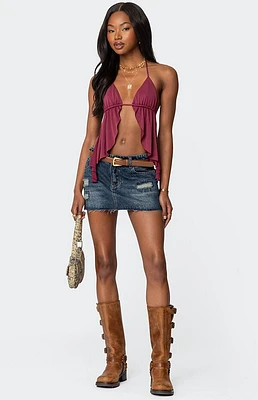 Edikted Hunter Distressed Denim Mini Skirt