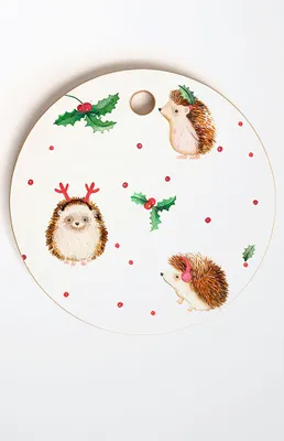 Christmas Hedgehog Round Cutting Board