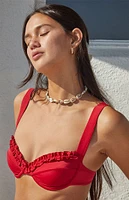 PacSun Red Elise Ruffle Underwire Bralette Bikini Top
