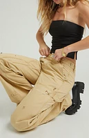Pacsun Tan Rhinestone Low Rise Baggy Carpenter Pants