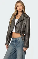 Edikted Washed Faux Leather Jacket