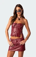 Edikted Sam Faux Leather Zip Corset