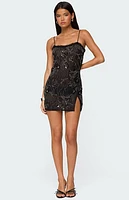 Edikted Romey Beaded Chiffon Mini Dress