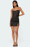 Edikted Romey Beaded Chiffon Mini Dress