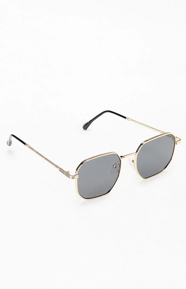 PacSun Gold Metal Rectangle Frame Sunglasses