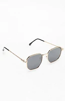 PacSun Gold Metal Rectangle Frame Sunglasses