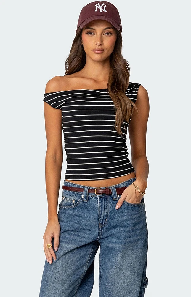 Edikted Keryn Striped Asymmetric Top