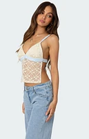 Edikted Sheer Lace Open Back Tank Top