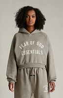 Fear of God Essentials Women's Heather Grey Cropped Hoodie