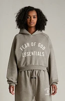 Fear of God Essentials Women's Heather Grey Cropped Hoodie