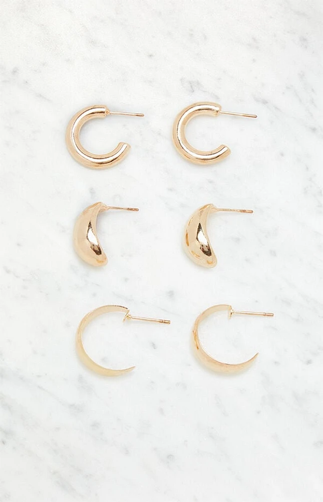 LA Hearts 3 Pack Wide Hoop Earrings