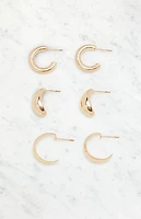 LA Hearts 3 Pack Wide Hoop Earrings