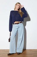 LA Hearts Isla Open Knit Cropped Sweater