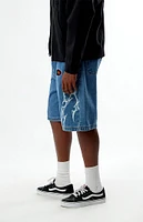 Civil Thorns Black Baggy Denim Shorts