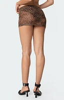 Edikted Leopard Printed Sheer Mesh Mini Skirt