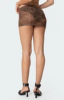 Edikted Leopard Printed Sheer Mesh Mini Skirt