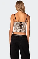 Edikted Snakeskin Denim Corset