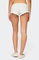 Edikted Avalon Dotted Pointelle Ruffle Shorts