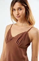 LA Hearts Lace Trim V-Neck Babydoll Tank Top